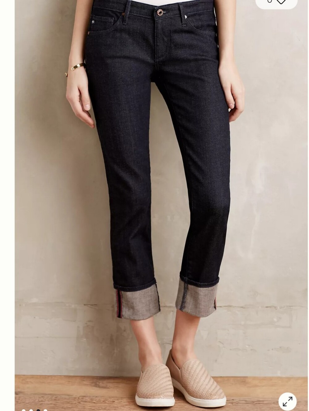 Anthropologie Adriano Goldshmied The Stevie Cuff Women's Jeans Sz 27 Dark Blue